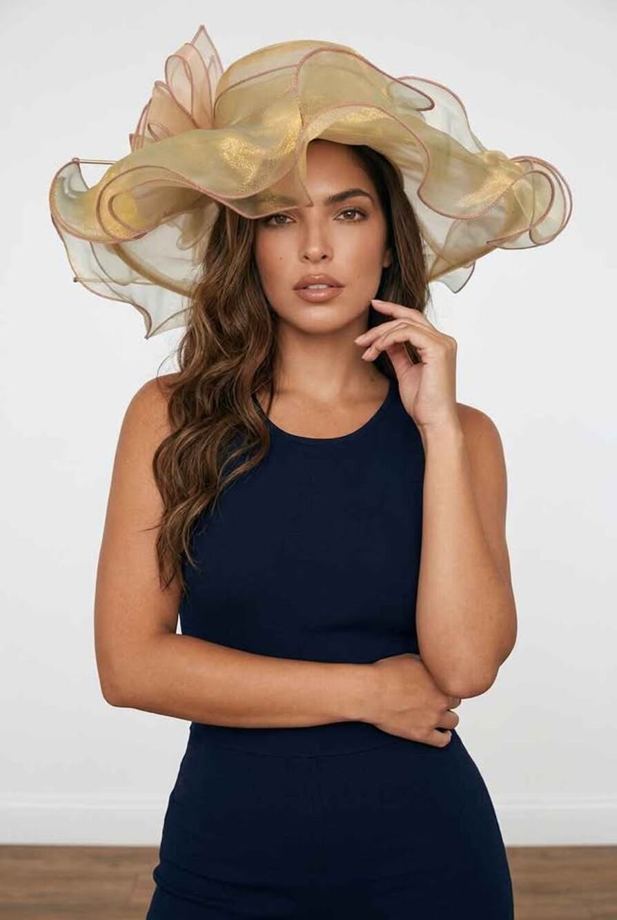 Gold Organza Kentucky Derby Church Hat
